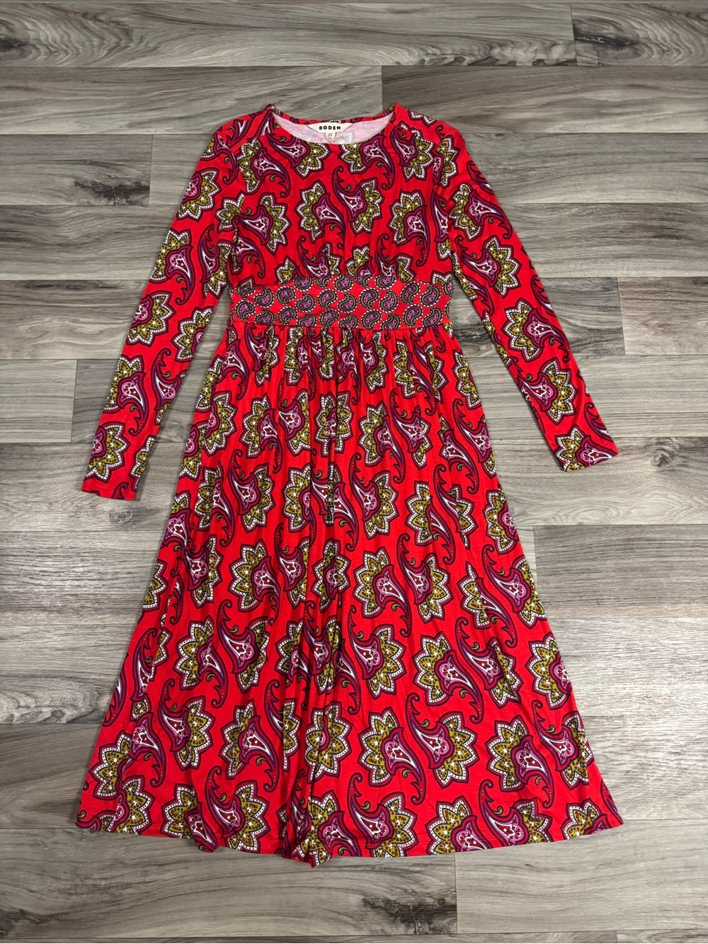 Boden Thea Long Sleeve Midi Dress in Paisley Print Size US 4 Petite NWT